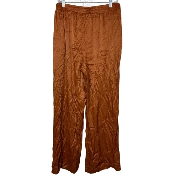 Forever 21 Satin Wide Leg Rust Brown Fall Winter Flowy Pants Size 3X - Picture 4 of 6